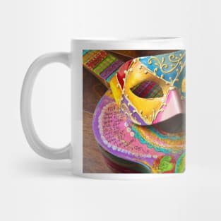 Colorful Mask And Poetry Guitar Mug